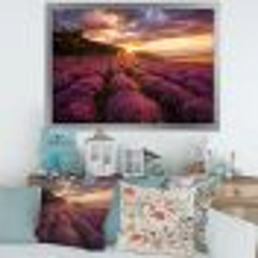 Sunrise & Dramatic Clouds Over Lavender Field IV  Wall Art