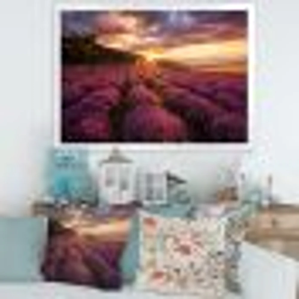 Sunrise & Dramatic Clouds Over Lavender Field IV  Wall Art