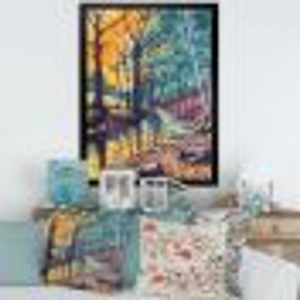 Toile « Landscape with River Autumn Forest Sunset »