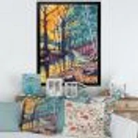 Landscape with River Autumn Forest Sunset  Wall Art