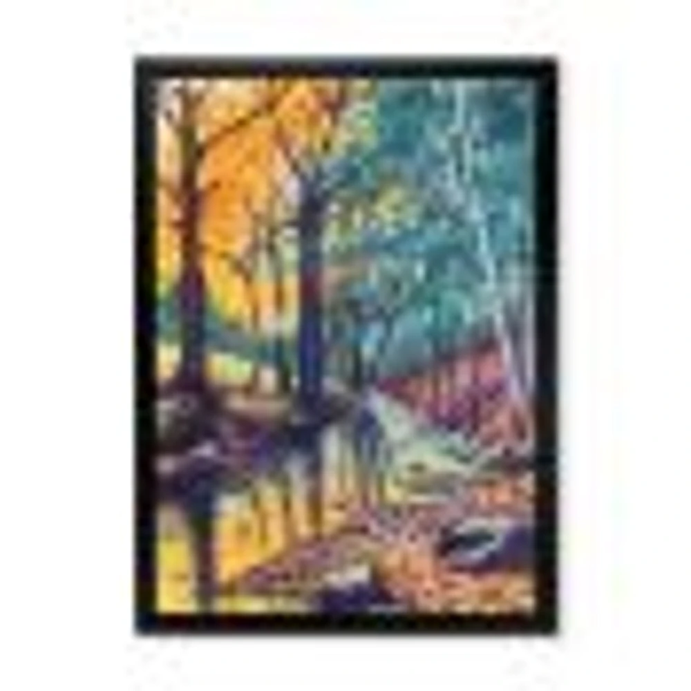 Toile « Landscape with River Autumn Forest Sunset »