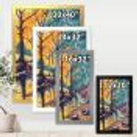 Landscape with River Autumn Forest Sunset  Wall Art