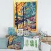 Toile « Landscape with River Autumn Forest Sunset »