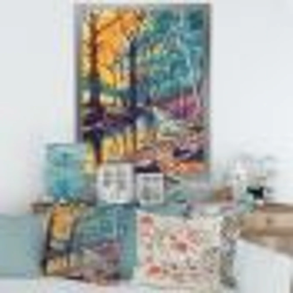 Toile « Landscape with River Autumn Forest Sunset »