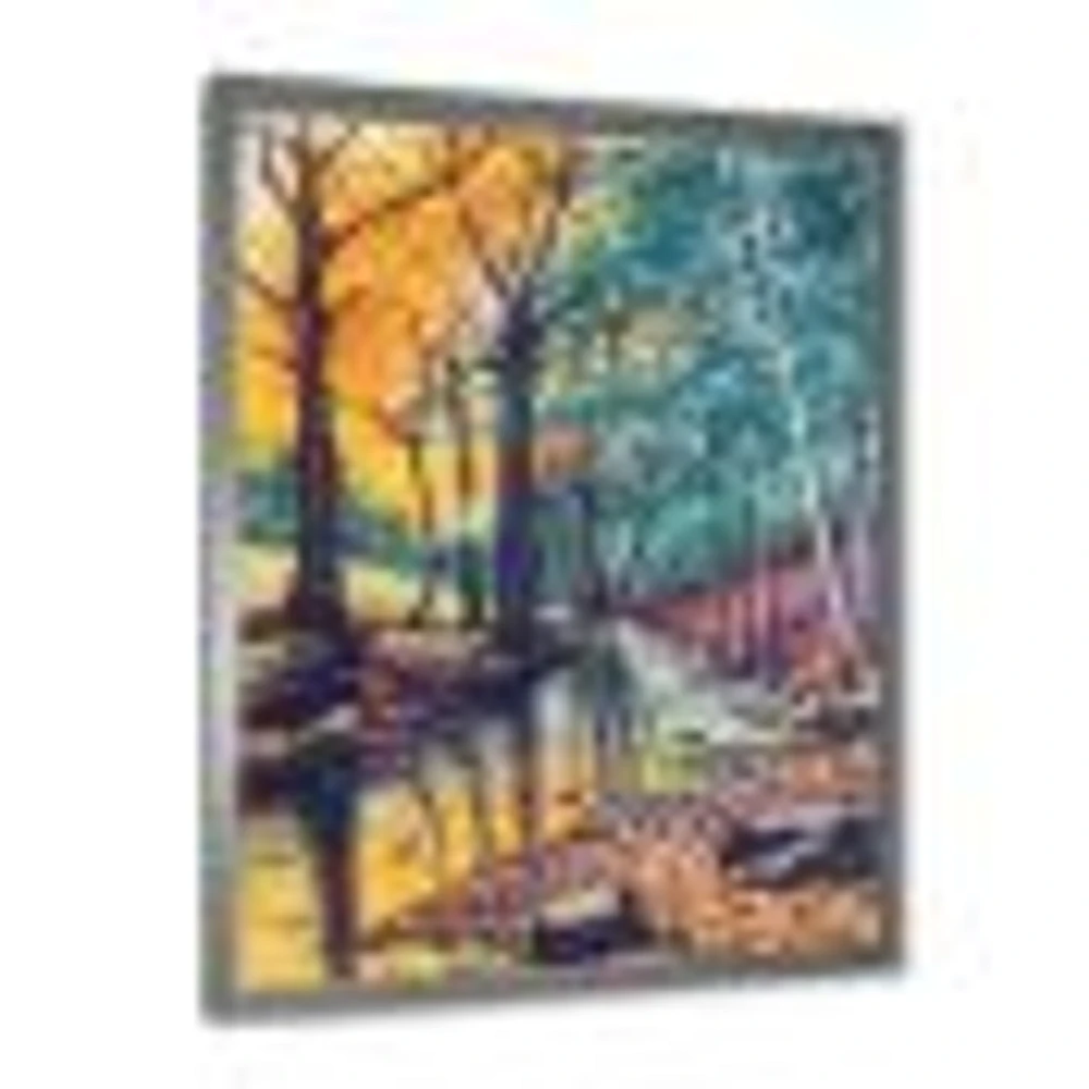 Toile « Landscape with River Autumn Forest Sunset »