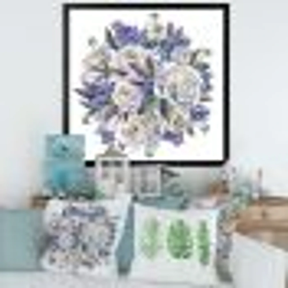 Bouquet Peonies White and Blue  Wall Art