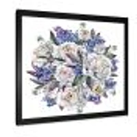 Bouquet Peonies White and Blue  Wall Art