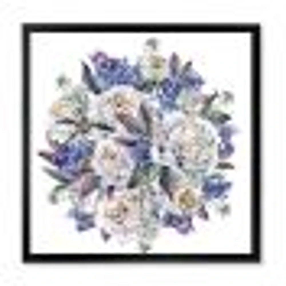 Bouquet Peonies White and Blue  Wall Art