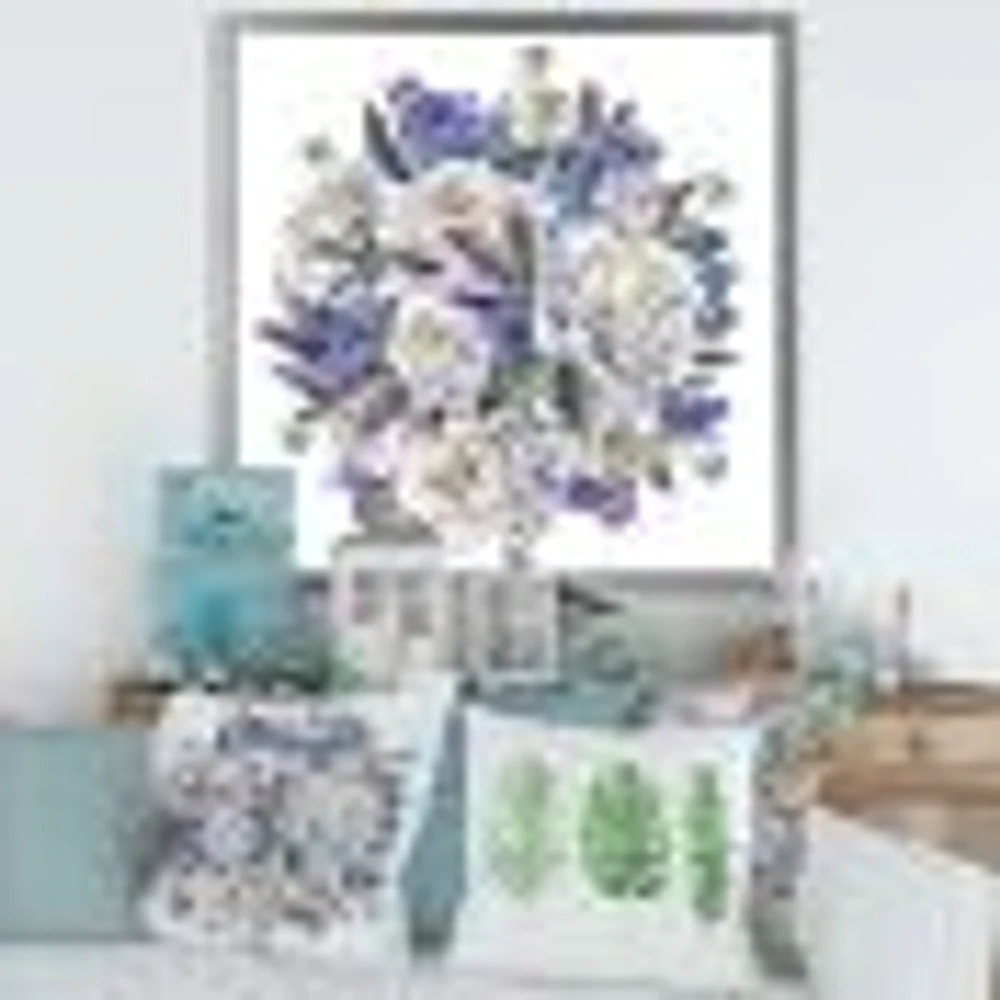 Bouquet Peonies White and Blue  Wall Art