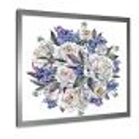 Bouquet Peonies White and Blue  Wall Art