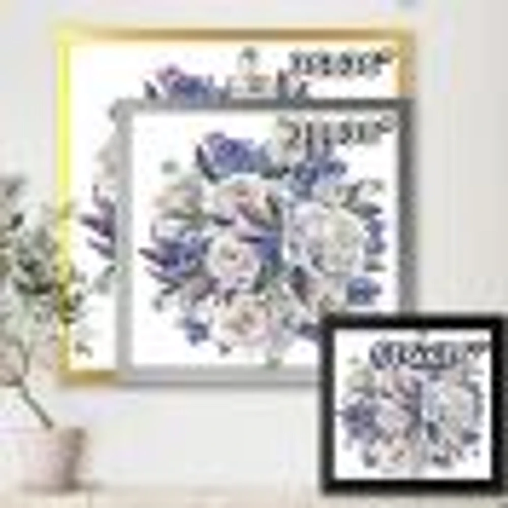 Bouquet Peonies White and Blue  Wall Art