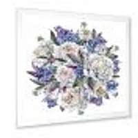 Bouquet Peonies White and Blue  Wall Art