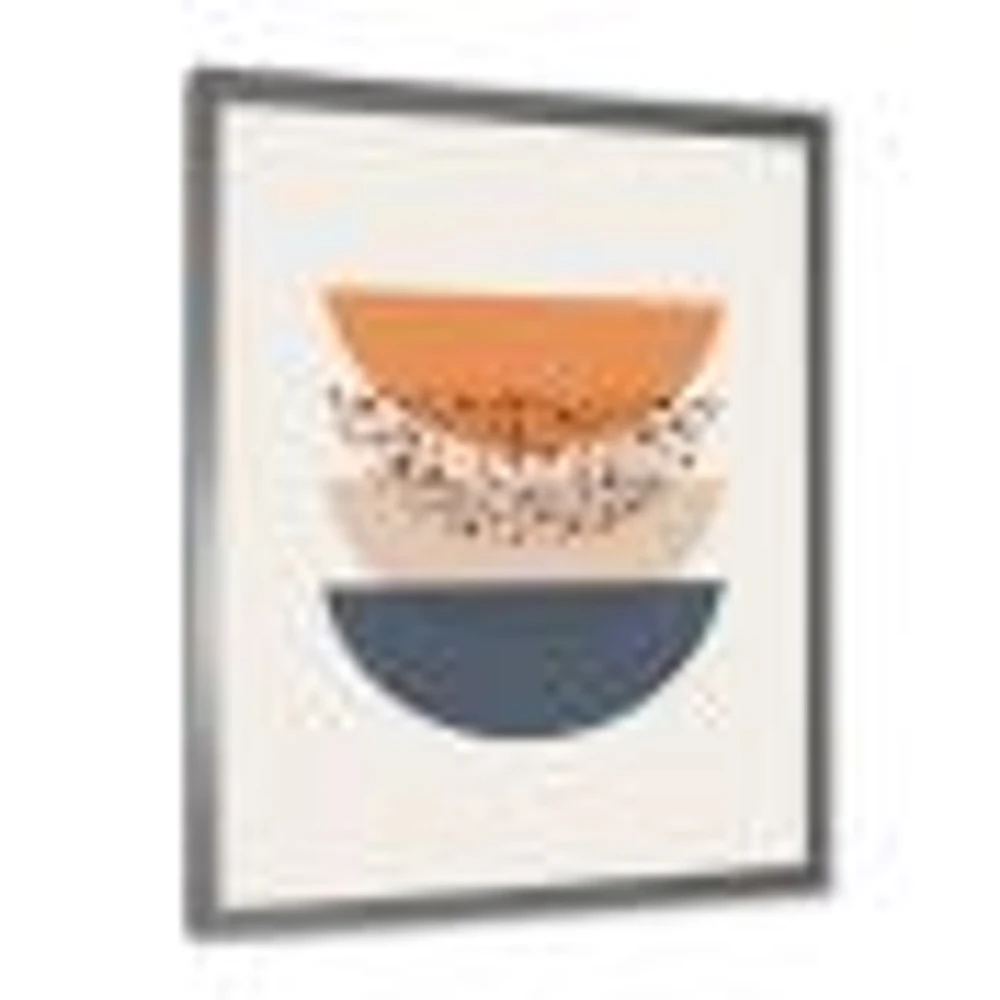 Abstract Sun & Moon Geometrics Blue Orange  Wall Art