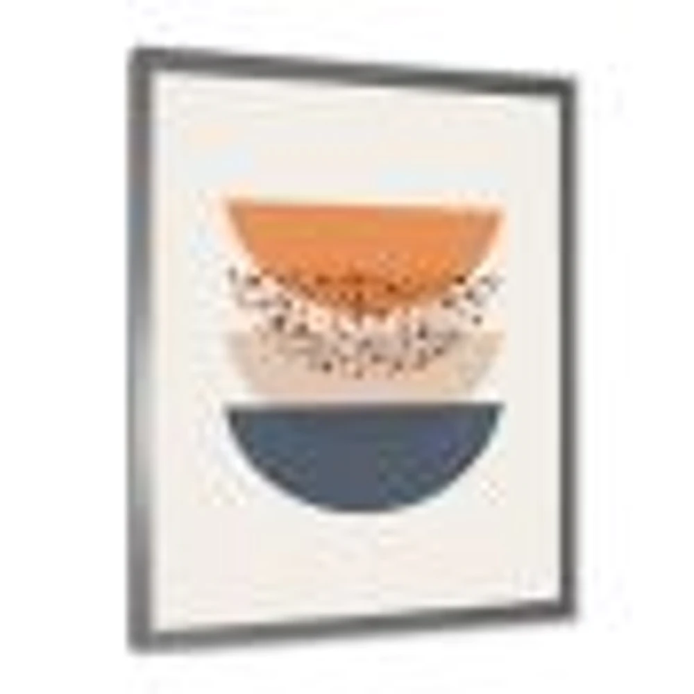 Abstract Sun & Moon Geometrics Blue Orange  Wall Art