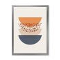 Abstract Sun & Moon Geometrics Blue Orange  Wall Art