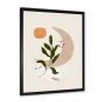 Abstract Geometrical Moon with Leaf I  Wall Art