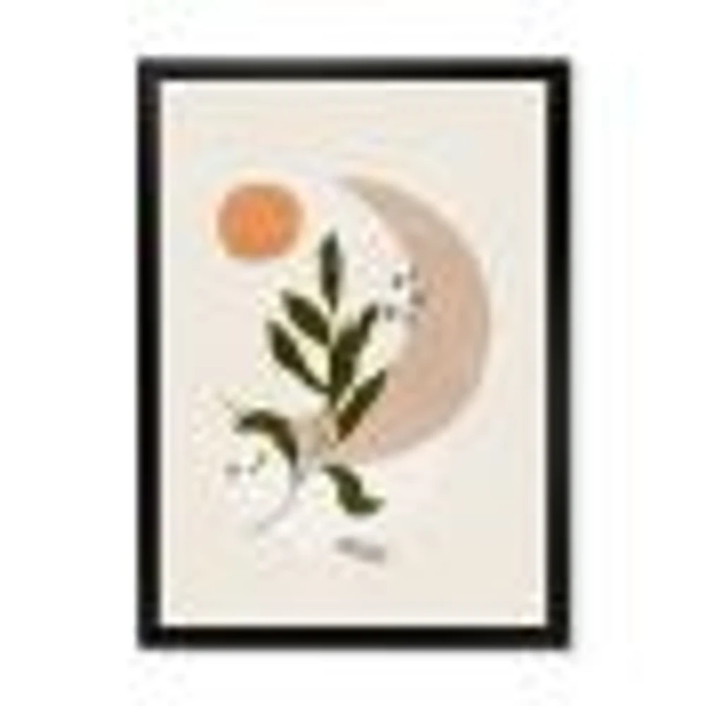 Abstract Geometrical Moon with Leaf I  Wall Art