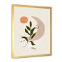 Abstract Geometrical Moon with Leaf I  Wall Art