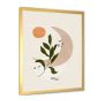 Abstract Geometrical Moon with Leaf I  Wall Art