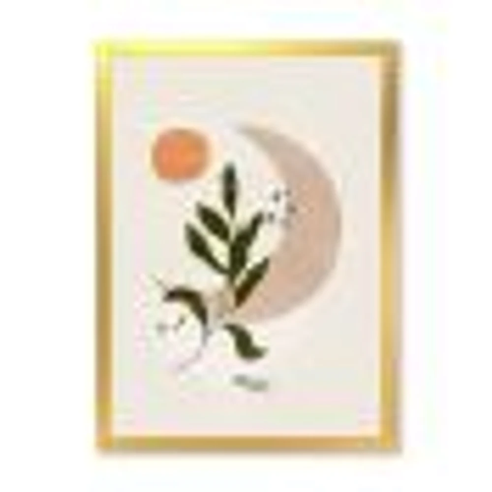 Abstract Geometrical Moon with Leaf I  Wall Art