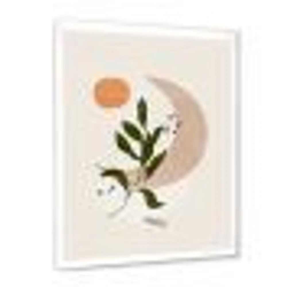 Abstract Geometrical Moon with Leaf I  Wall Art