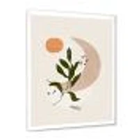 Abstract Geometrical Moon with Leaf I  Wall Art