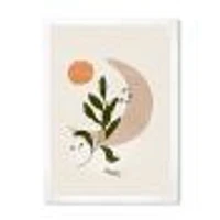 Abstract Geometrical Moon with Leaf I  Wall Art