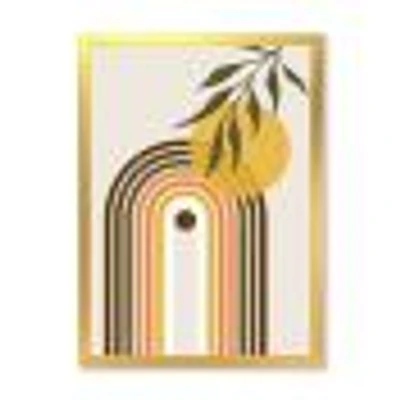 Abstract Yellow Sun with Retro Rainbow  Canvas Wall Art