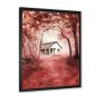 House Red Autumn Woods  Wall Art