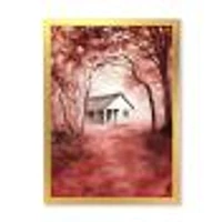 House Red Autumn Woods  Wall Art