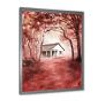 House Red Autumn Woods  Wall Art