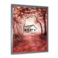 House Red Autumn Woods  Wall Art