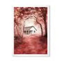 House Red Autumn Woods  Wall Art