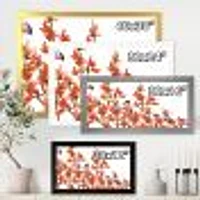 Toile « Flock of Bullfinches Birds on Orange Branches