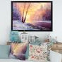 Winter Scenery with Bridge of Meandering River II  Wall Art