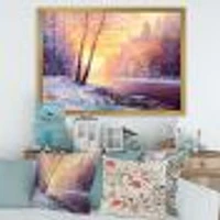 Winter Scenery with Bridge of Meandering River II  Wall Art