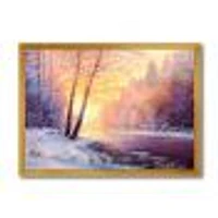 Winter Scenery with Bridge of Meandering River II  Wall Art