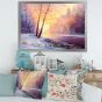 Winter Scenery with Bridge of Meandering River II  Wall Art