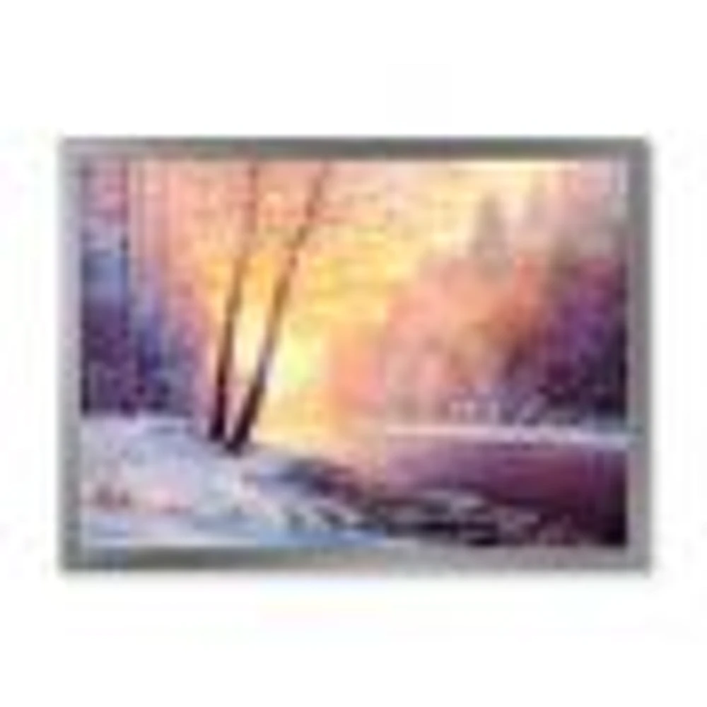 Winter Scenery with Bridge of Meandering River II  Wall Art