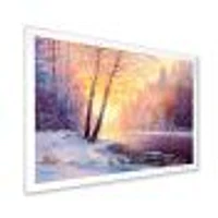 Winter Scenery with Bridge of Meandering River II  Wall Art