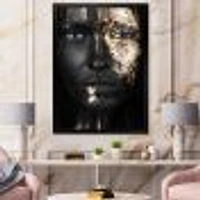 Portrait of A Afro American Girl with Gold Makeup  Wall Art