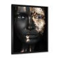 Portrait of A Afro American Girl with Gold Makeup  Wall Art