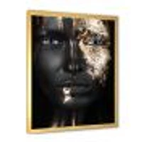 Portrait of A Afro American Girl with Gold Makeup  Wall Art