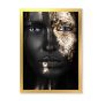 Portrait of A Afro American Girl with Gold Makeup  Wall Art