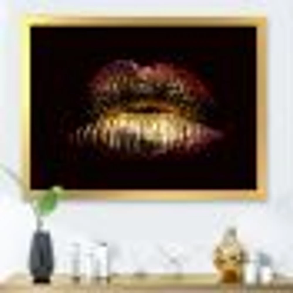 Sexy Golden Metallized Female Lips IV  Wall Art