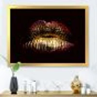 Sexy Golden Metallized Female Lips IV  Wall Art