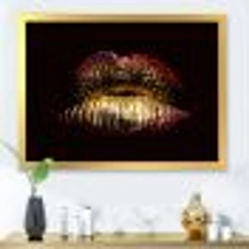 Toile « Sexy Golden Metallized Female Lips IV