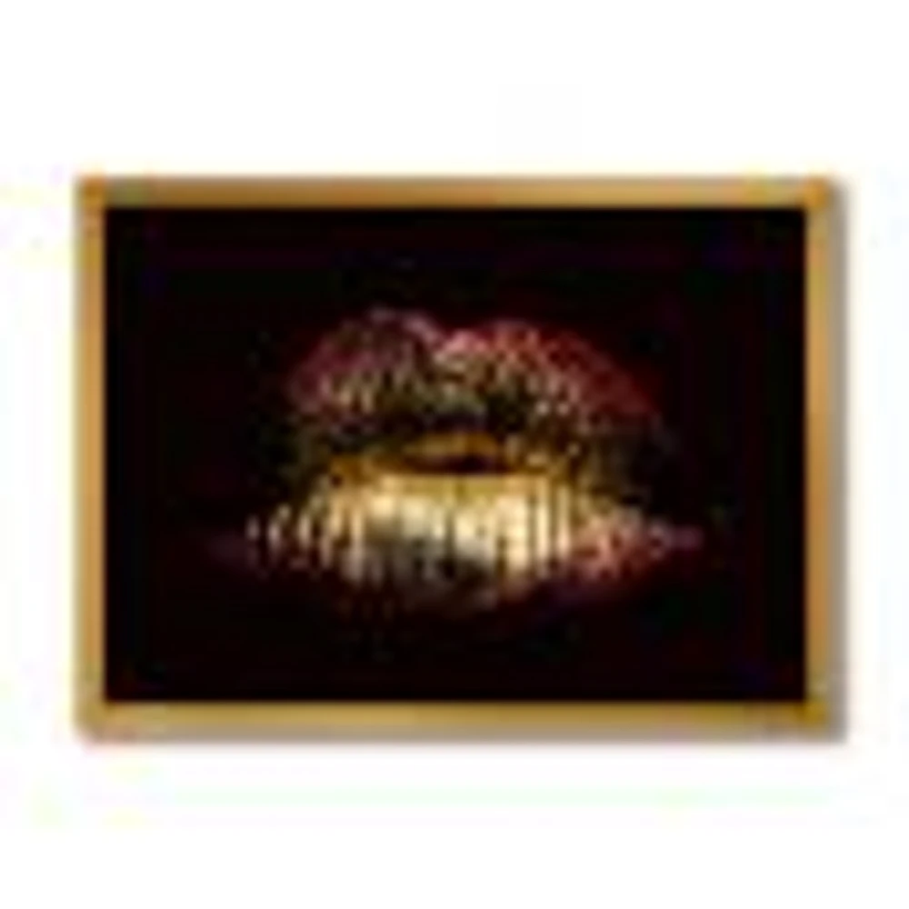 Sexy Golden Metallized Female Lips IV  Wall Art