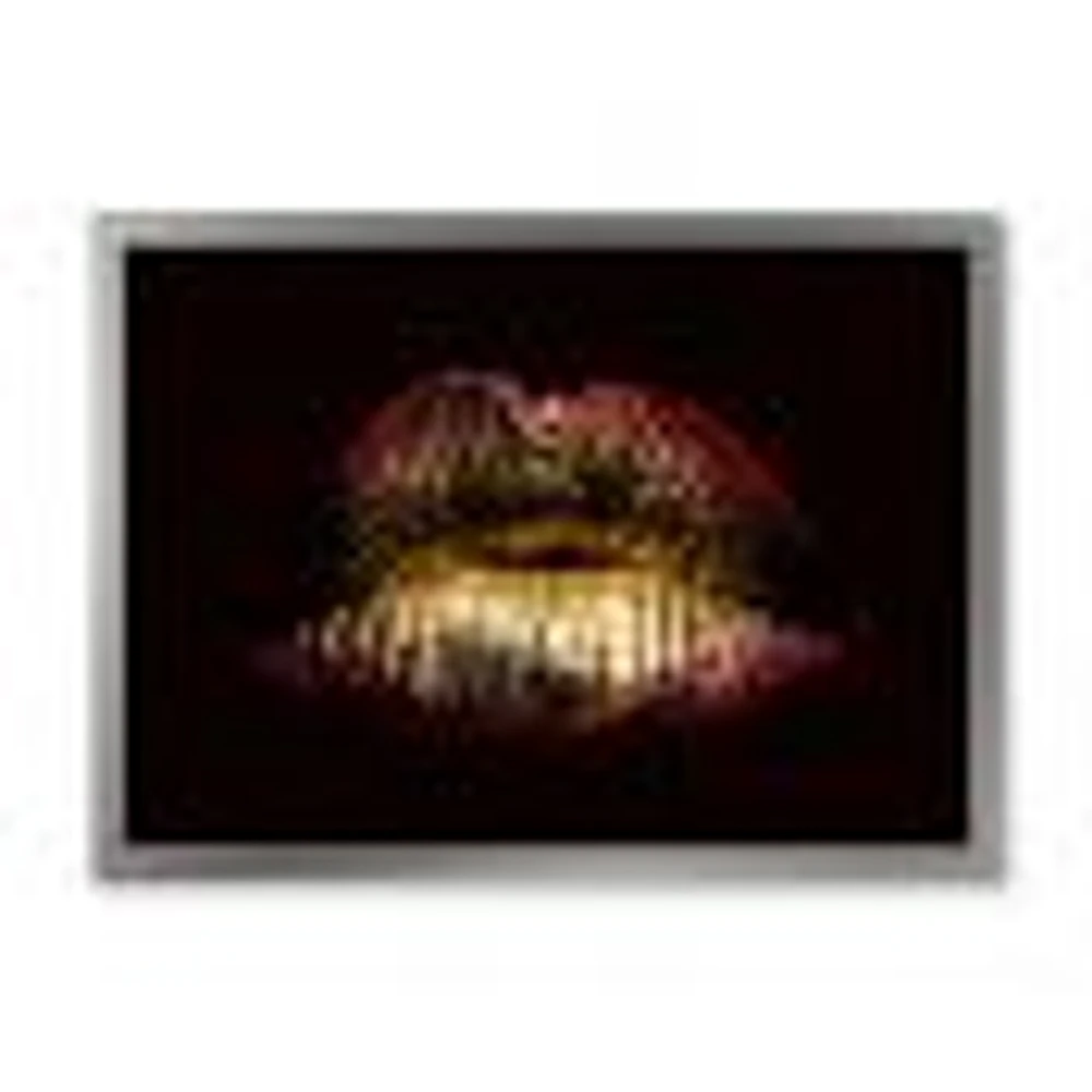 Sexy Golden Metallized Female Lips IV  Wall Art