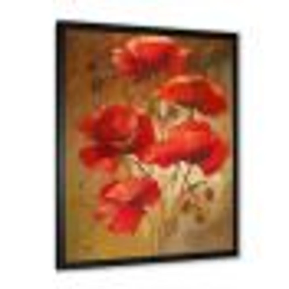 Red Blossoming Poppies IV  Wall Art